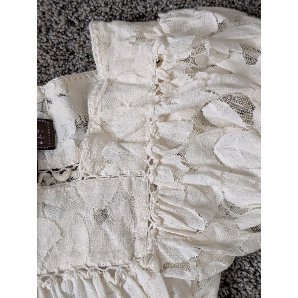 Trulli Petite‎ Cream Lace Puff Sleeve Mini Dress Y2K Vintage Style SP - Picture 5 of 5